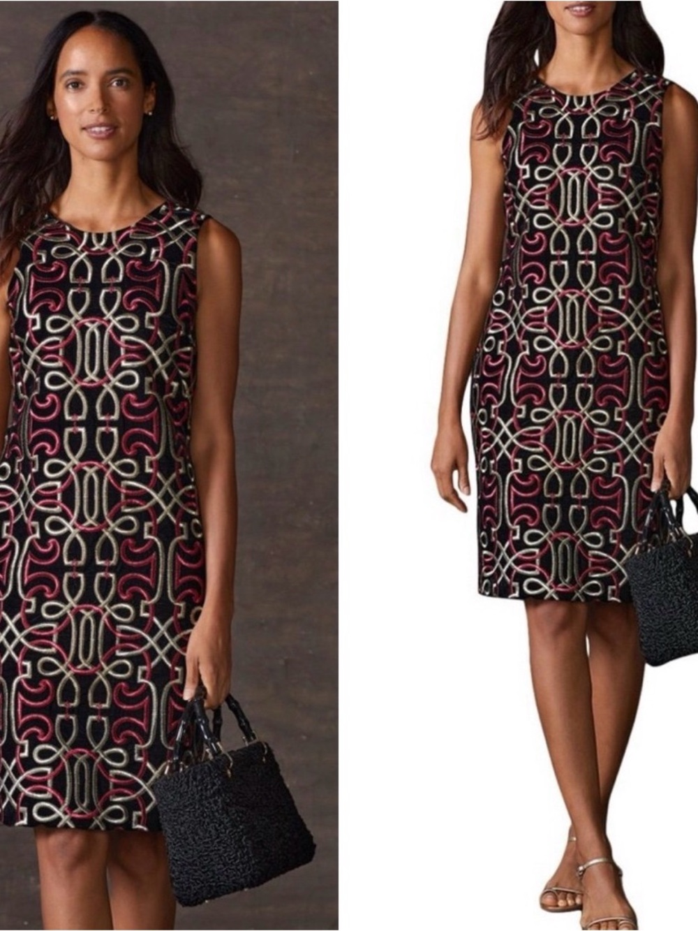 J.McLaughlin Neo Beltmore Embroidered Freja Shift Velvet Dress 8 - Picture 2 of 9